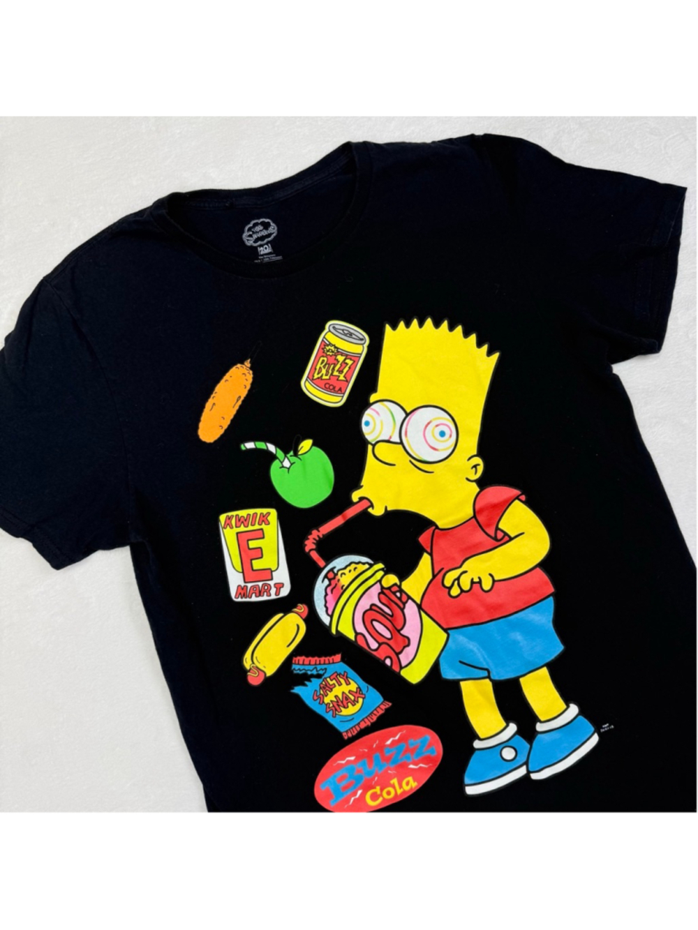 Men's The Simpsons Bart Simpson Black Graphic Short Sleeve Tee Medium
